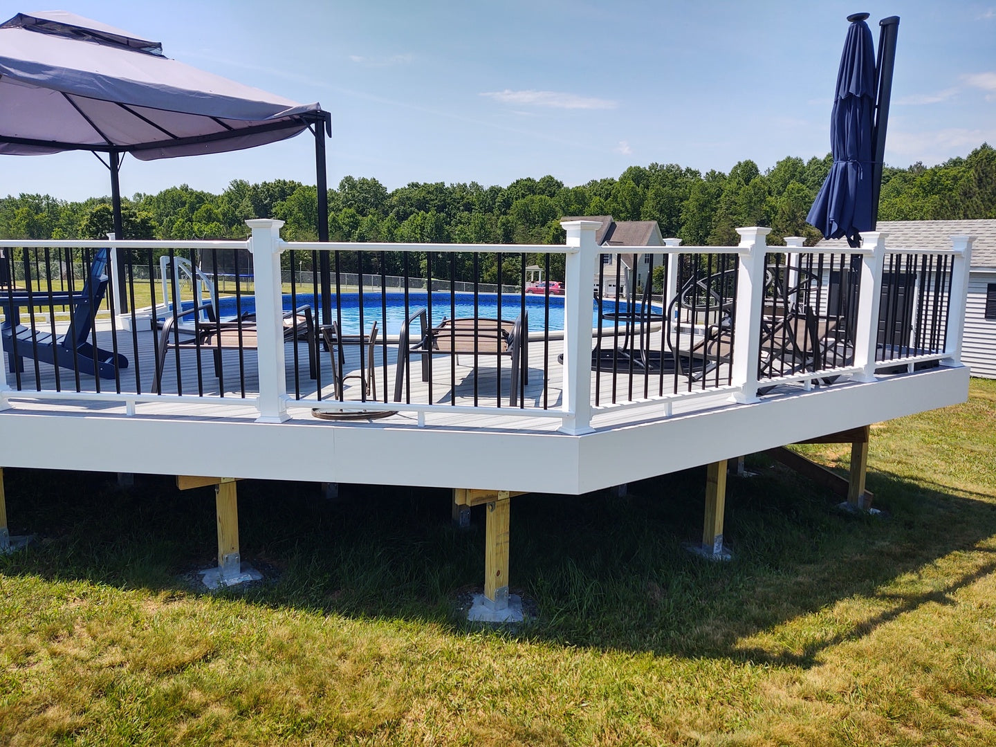 deck foot anchor holding up a pool deck