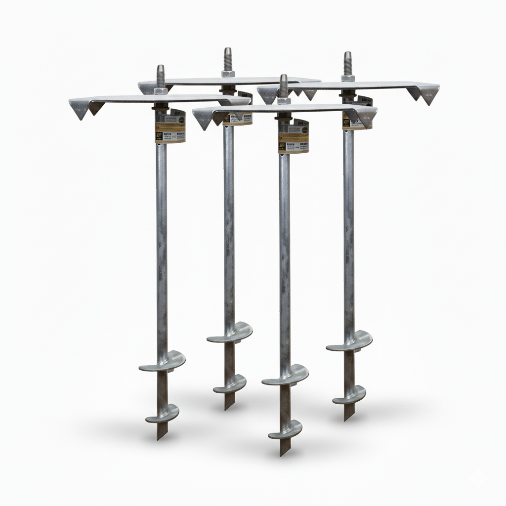 4-pack of pergola foot anchors assembled in an upright position
