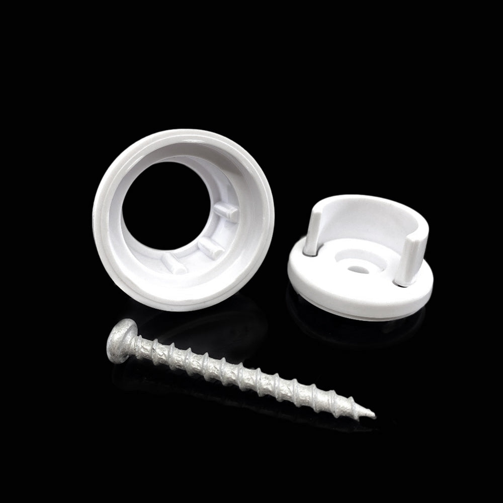 white round snap'n lock connector on a black background