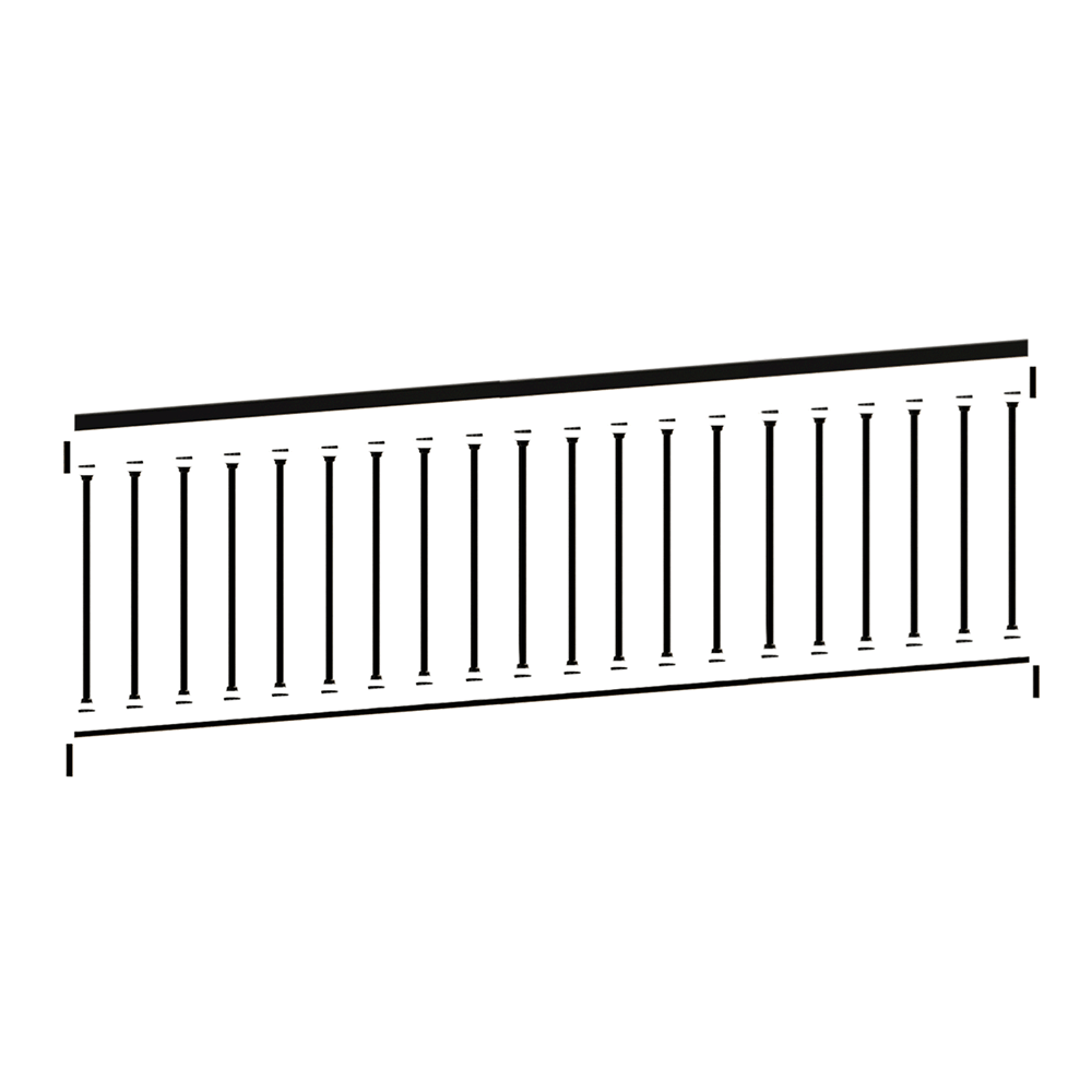 Black metal railing design on a white background