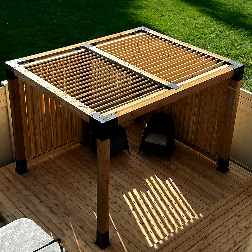 beautiful pergola equipped with the louver tops system