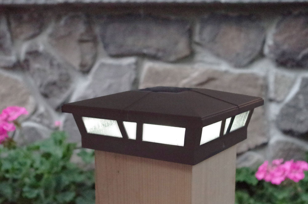 Classy 6x6 Brown Aluminum Cambridge Solar Post Cap