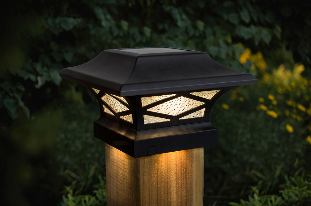 Kingsbridge Black Dual Lighted Solar Post Cap