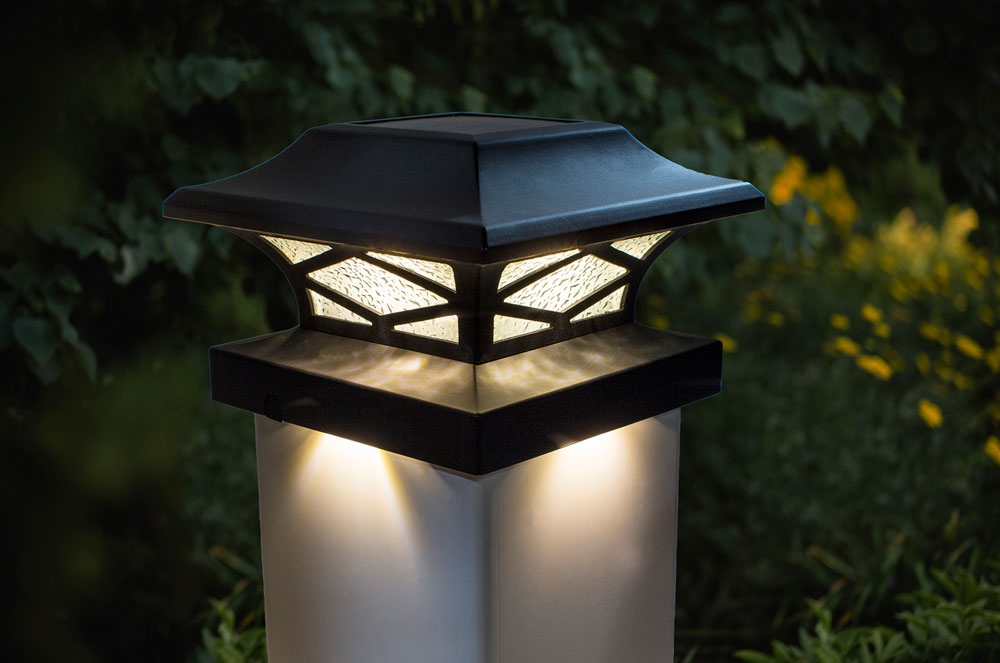Kingsbridge Black Dual Lighted Solar Post Cap