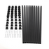 10 black square balusters with snap'n lock connectors on a white background