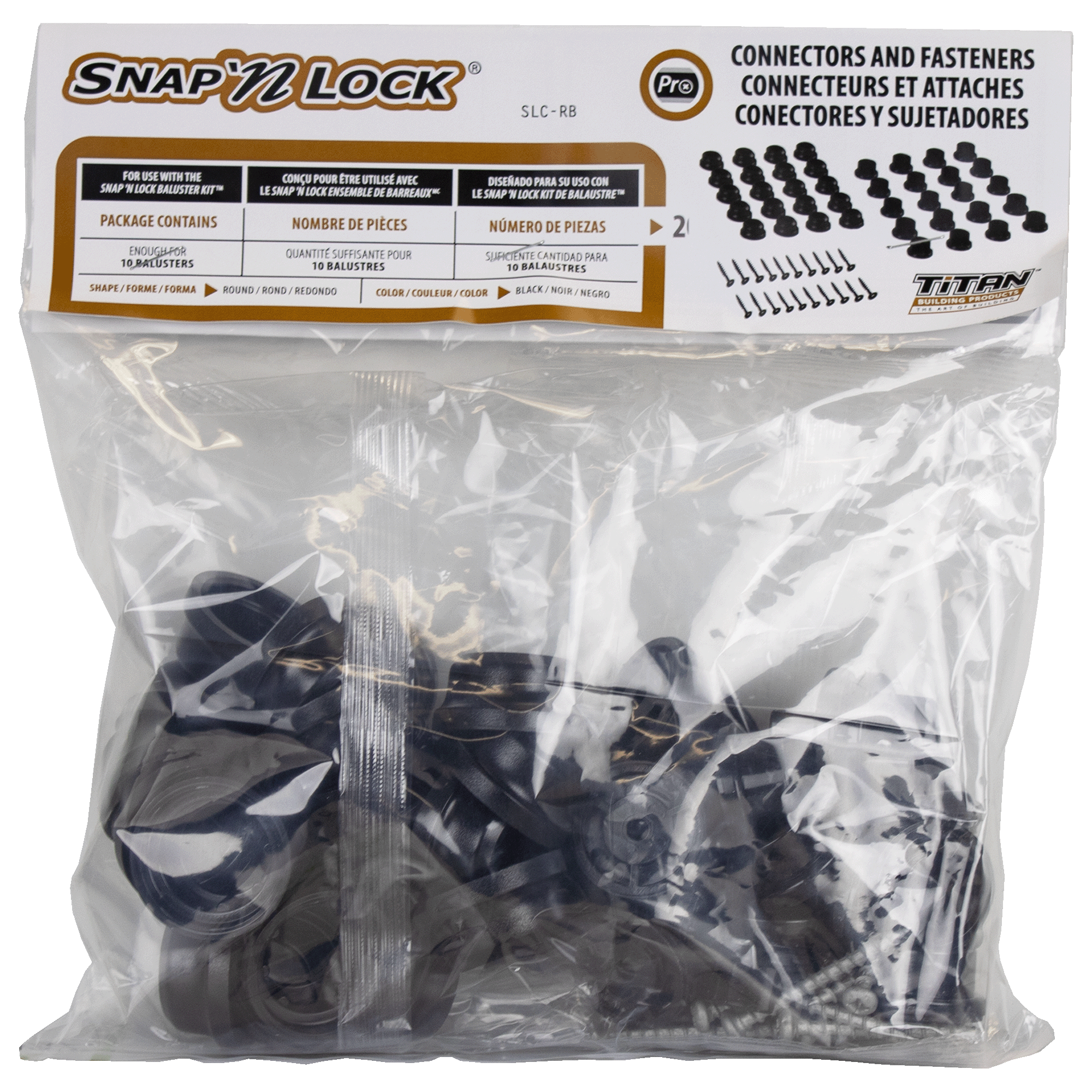 Package of Snap 'N Lock connectors and fasteners with clear front
