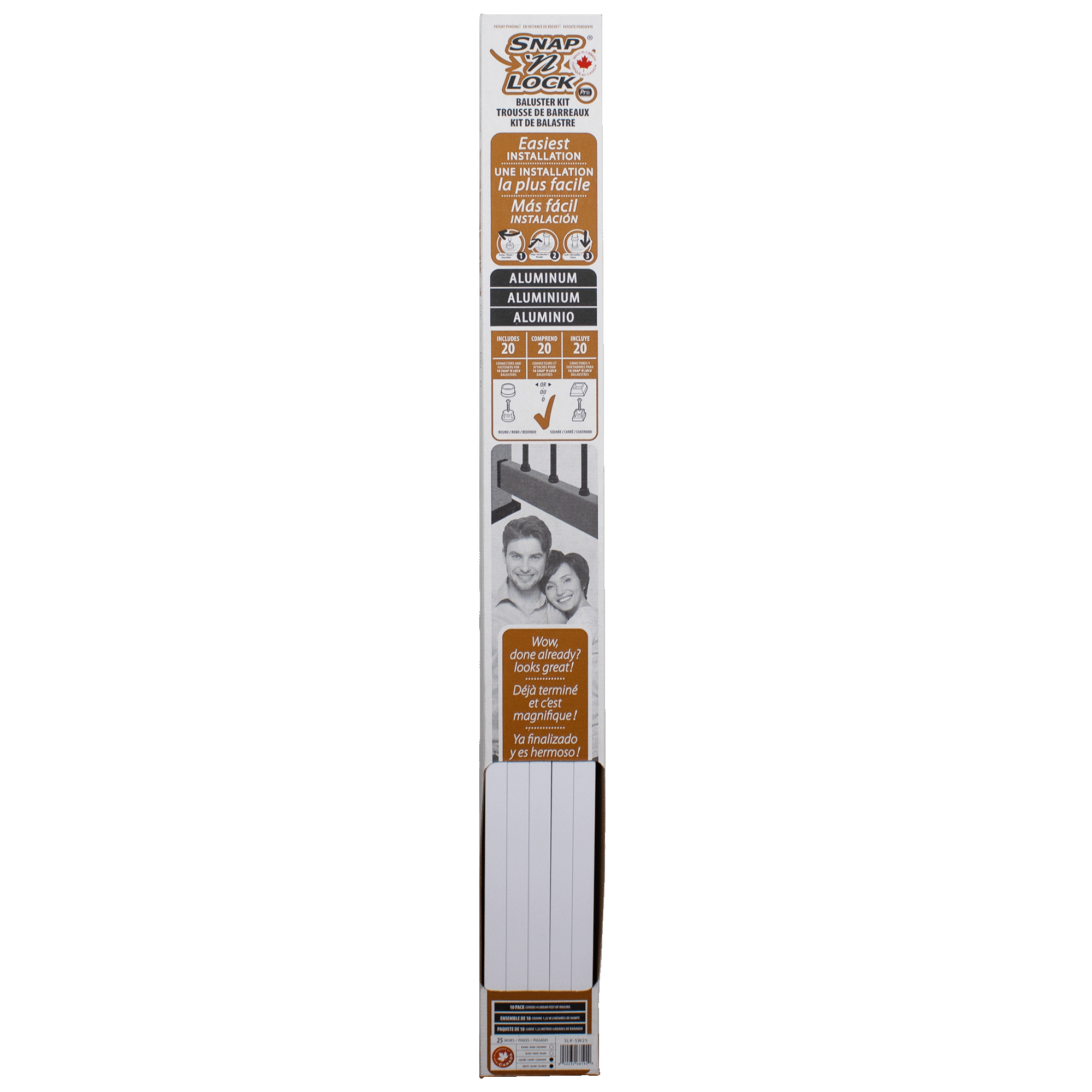 square white 25inch balusters in snap'n lock box packaging