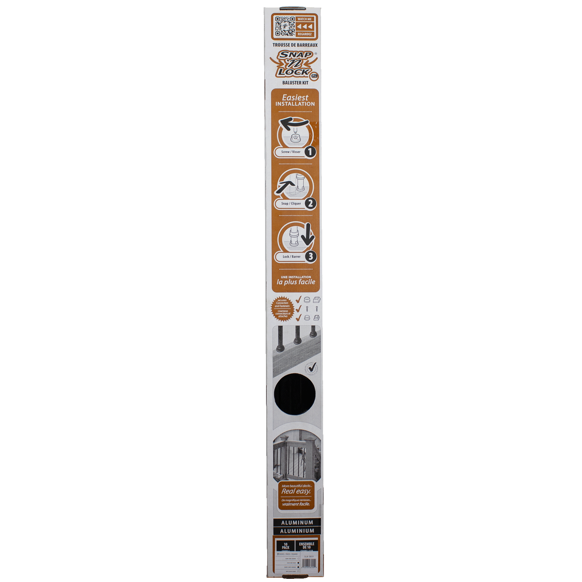 round black 31inch balusters in snap'n lock box packaging