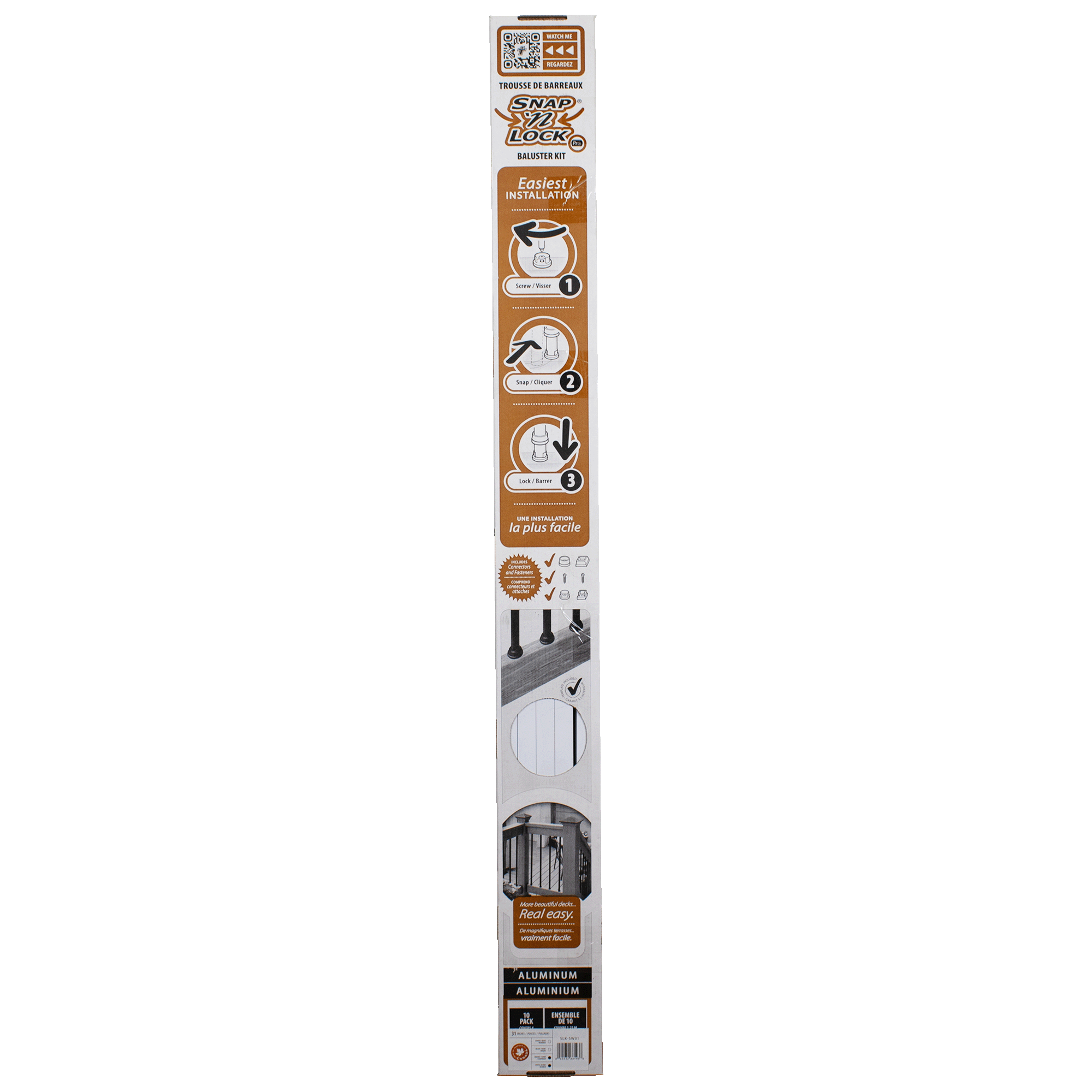 square white 31inch balusters in snap'n lock box packaging