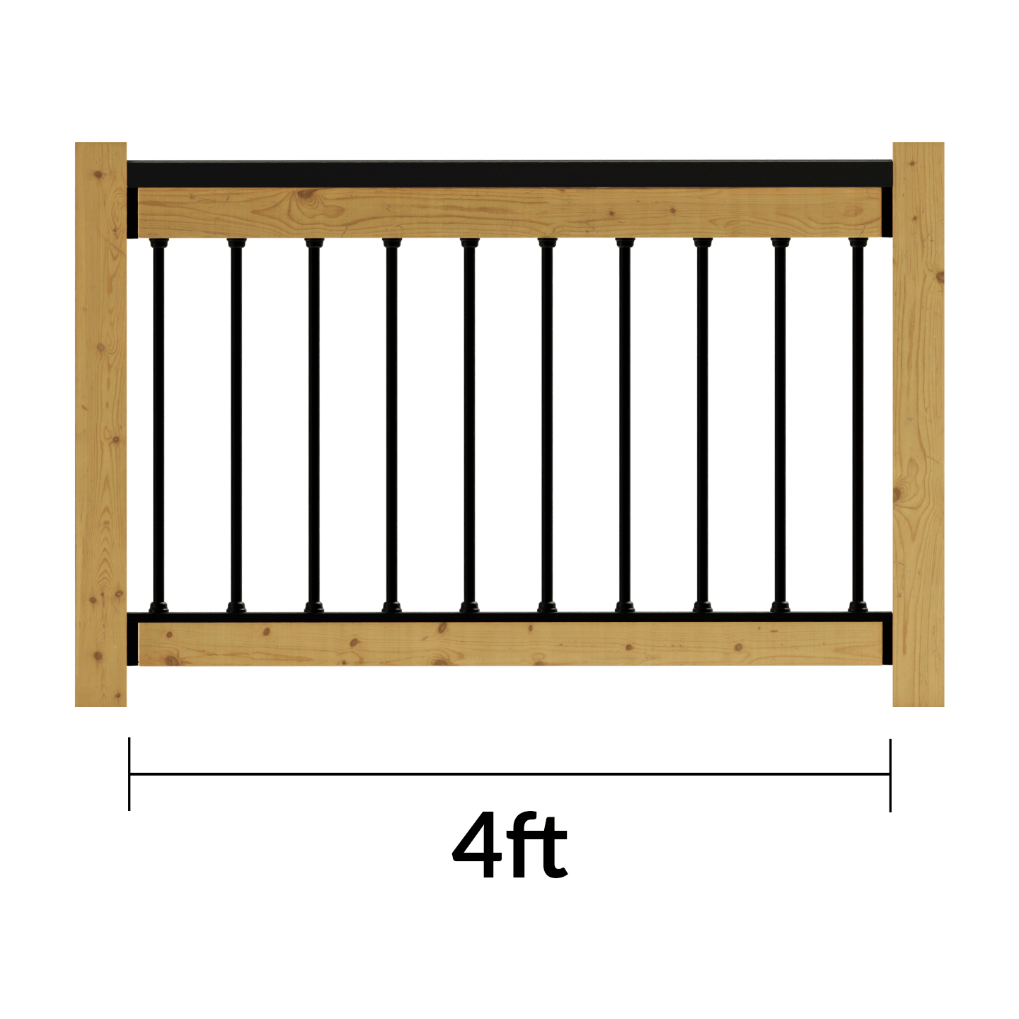 Snap'n lock 4' level infill kit render on a white background with length dimensions