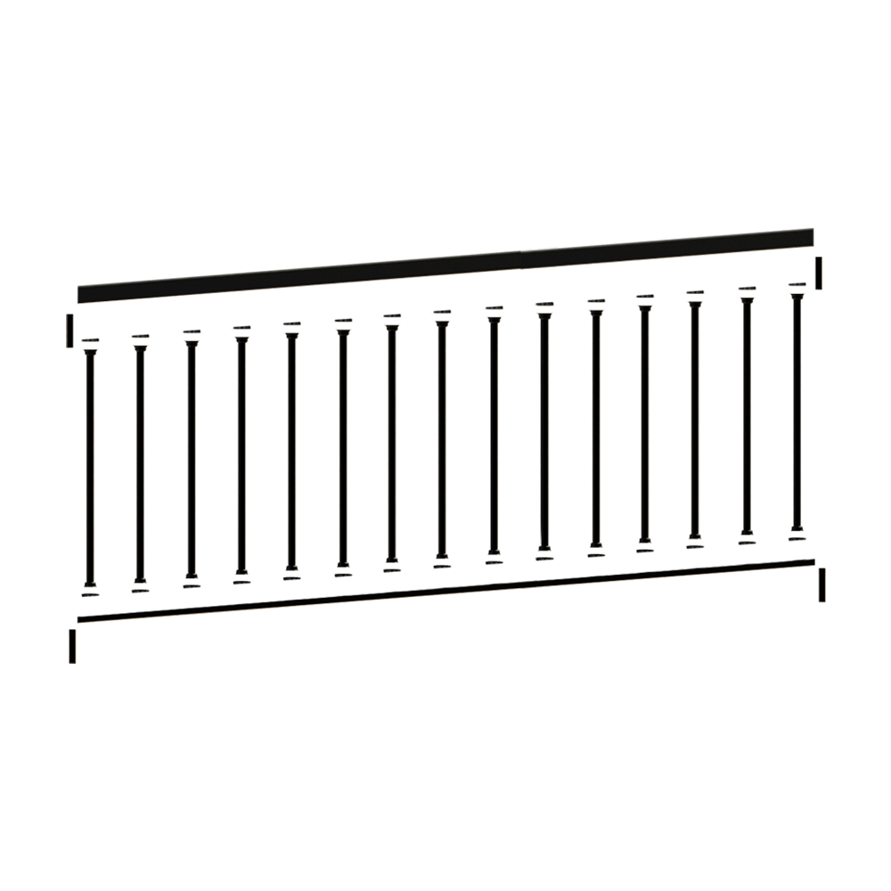 Black railing design on a white background