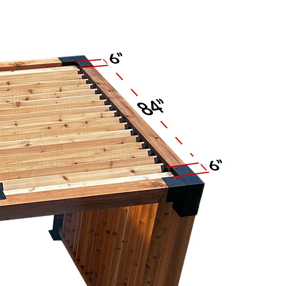 true dimensions of Louver Top kit across and 8ft section