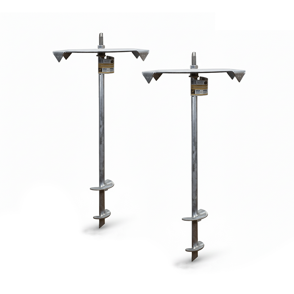 2-Pack of pergola foot anchor full assembly standing upright