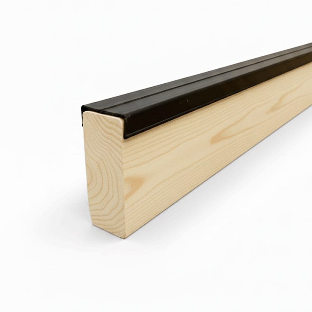 rail shield bottom rail cover on a 2x4 board