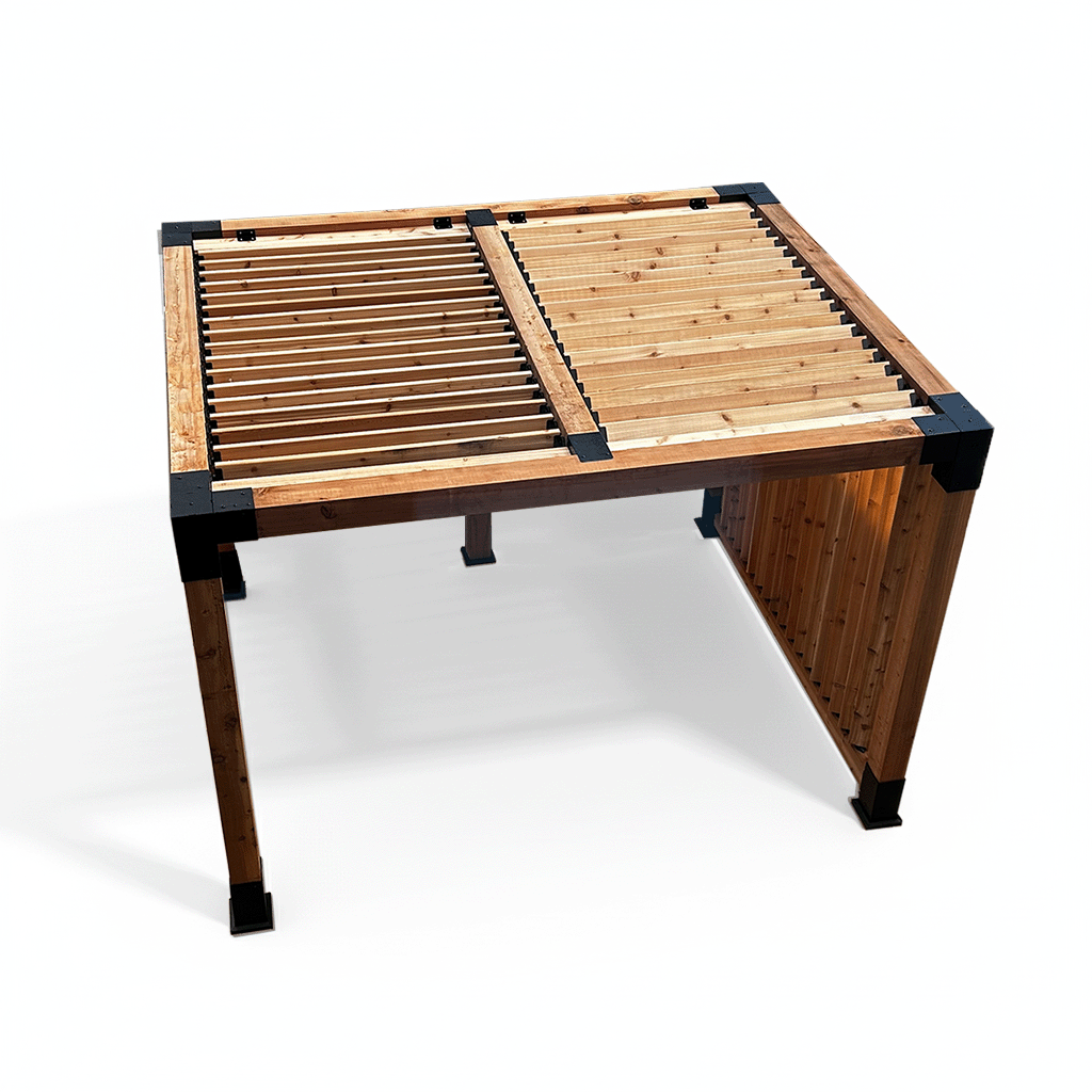 fully colored louver tops pergola with shadow on a white backdrop