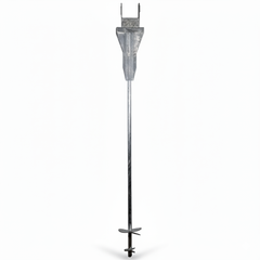 Deck foot anchor ledger upright and fully assembled on a white background